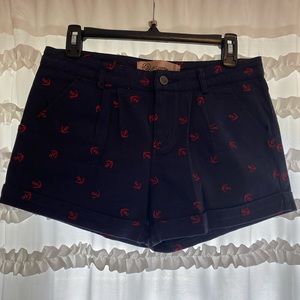 Navy shorts with red anchors